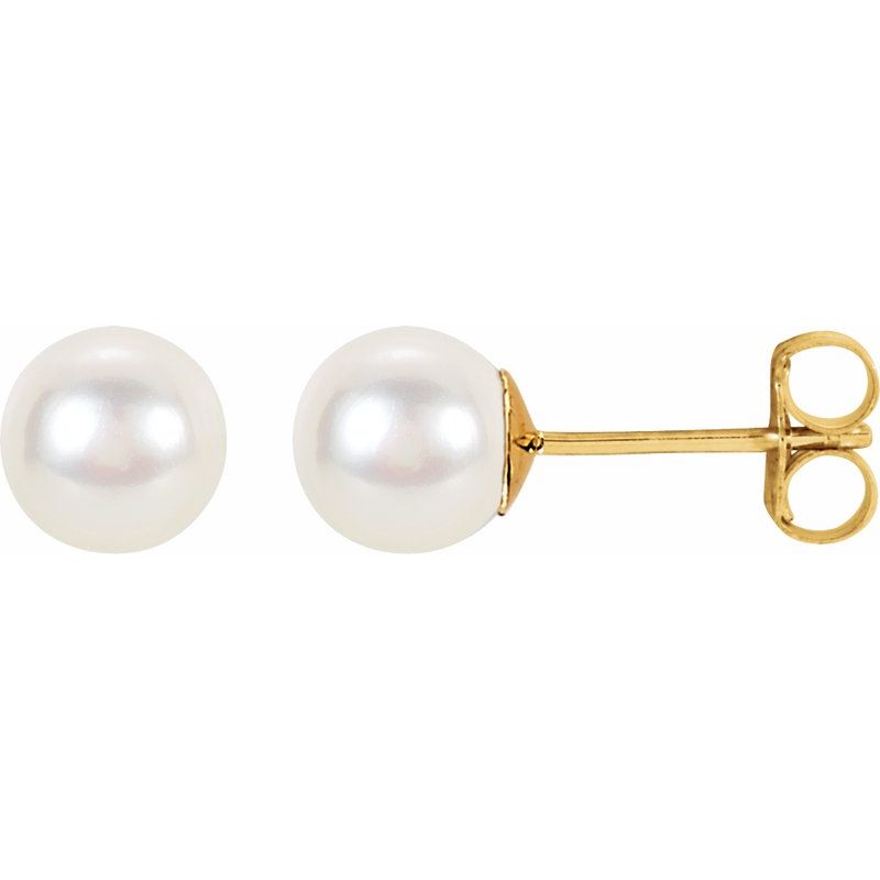 Pearl Stud Earrings — Cultured White Freshwater No. 2
