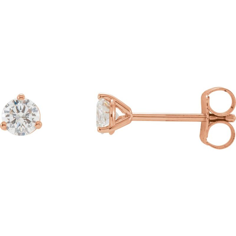 Round 3-Prong Cocktail-Style Stud Earrings — Natural Diamond