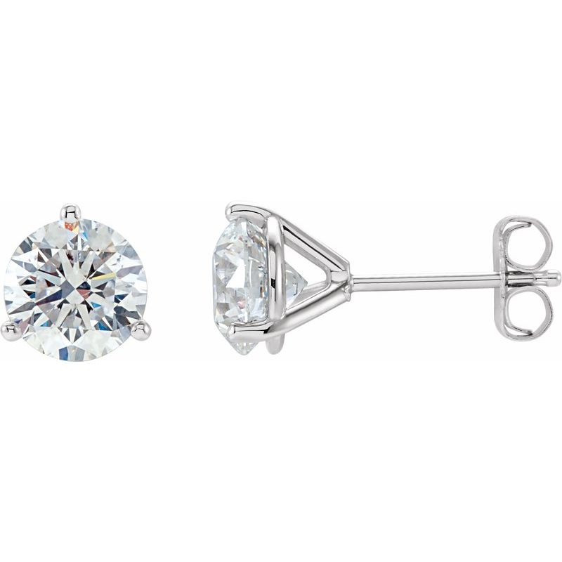 Round 3-Prong Cocktail-Style Stud Earrings — Natural Diamond
