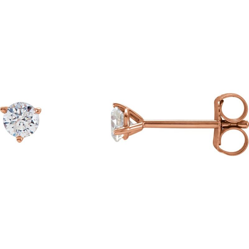 Round 3-Prong Cocktail-Style Stud Earrings — Natural Diamond