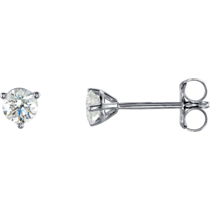 Round 3-Prong Cocktail-Style Stud Earrings — Natural Diamond