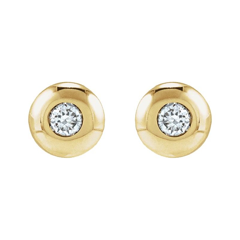 Round Bezel-Set Stud Earrings — Diamond Domed
