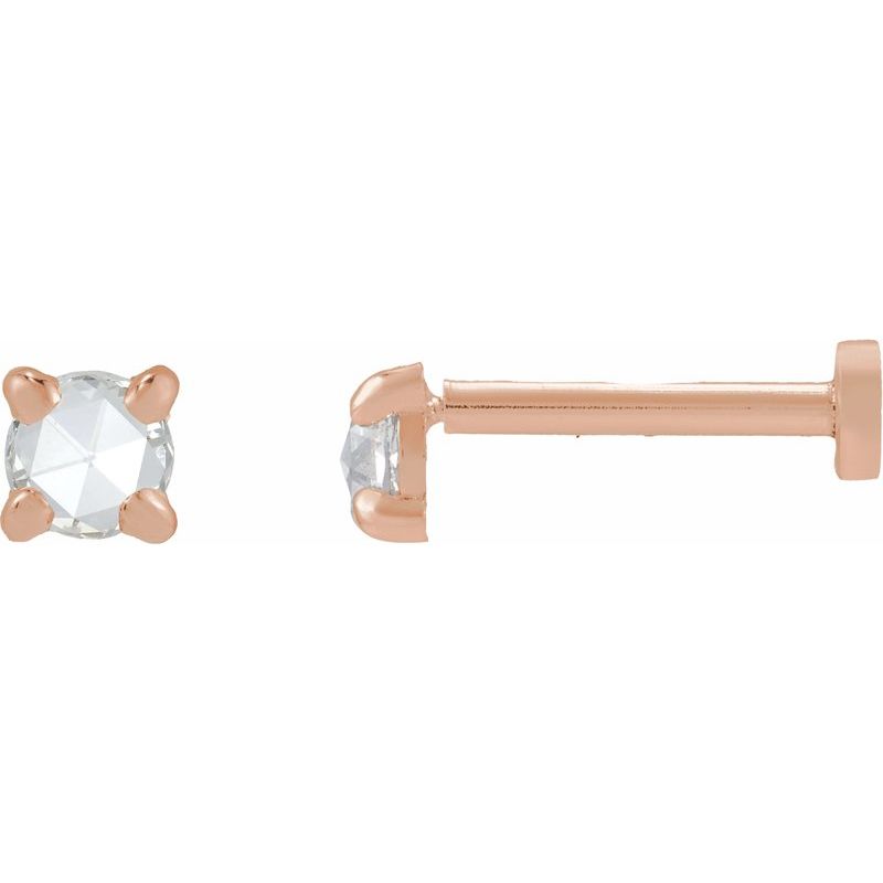 Round Rose-Cut 4-Prong Claw Stud Earrings