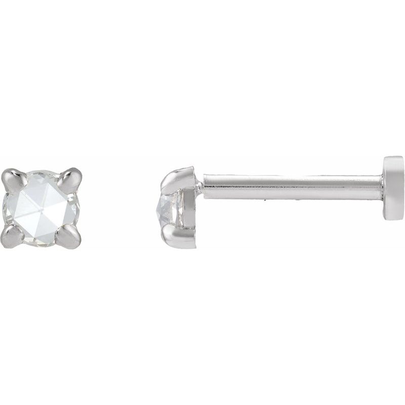 Round Rose-Cut 4-Prong Claw Stud Earrings