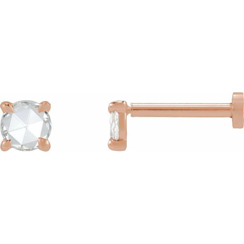 Round Rose-Cut 4-Prong Claw Stud Earrings