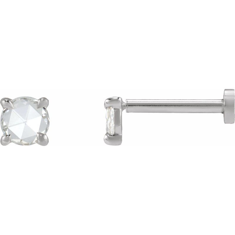 Round Rose-Cut 4-Prong Claw Stud Earrings