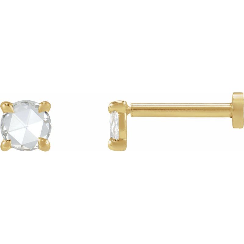 Round Rose-Cut 4-Prong Claw Stud Earrings