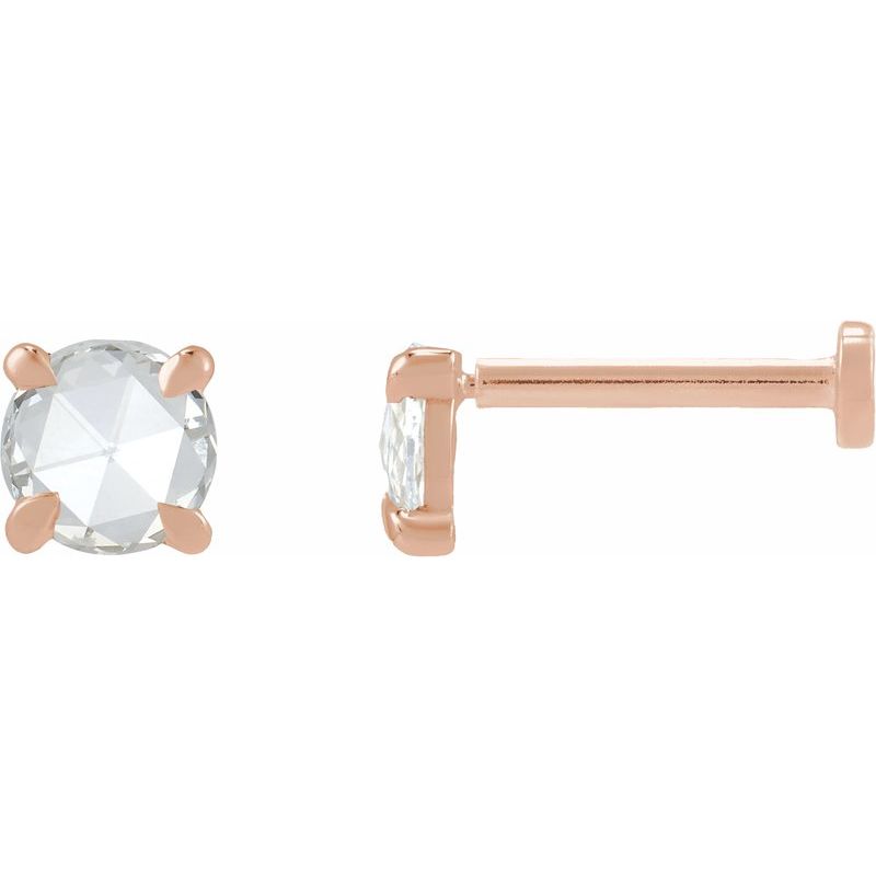 Round Rose-Cut 4-Prong Claw Stud Earrings