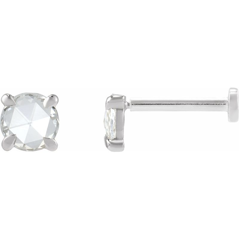 Round Rose-Cut 4-Prong Claw Stud Earrings