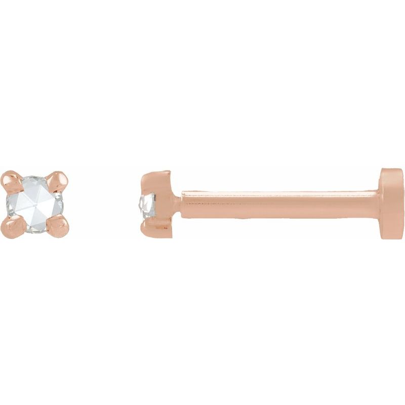 Round Rose-Cut 4-Prong Claw Stud Earrings