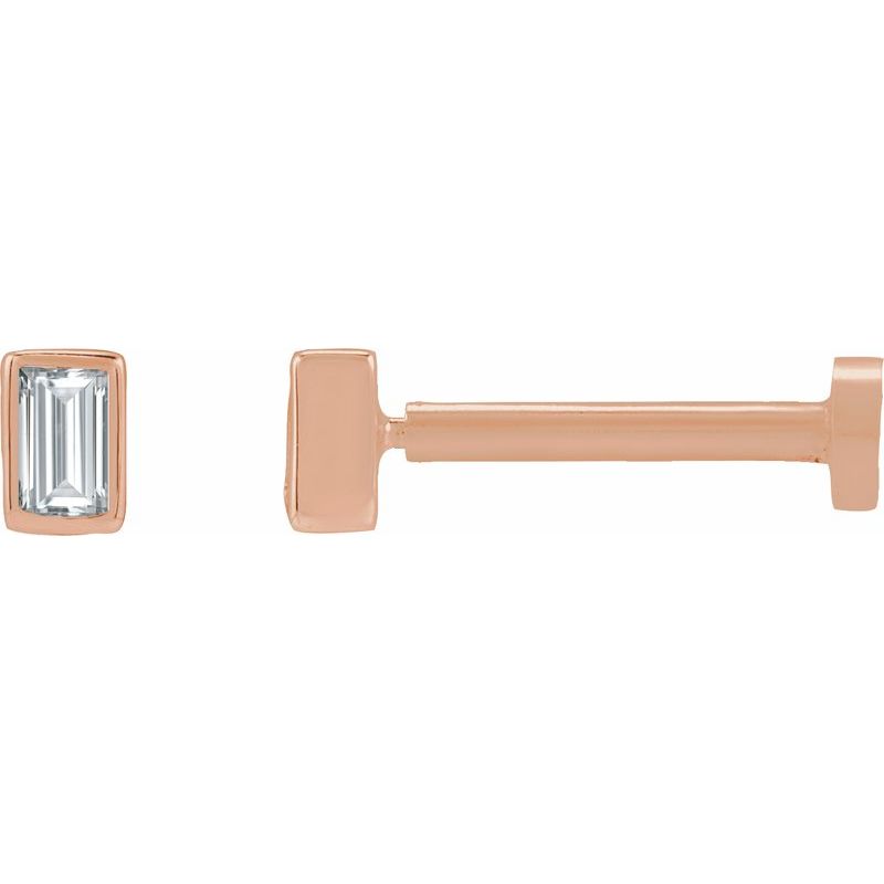 Straight Baguette Bezel-Set Stud Earrings — Diamond Earring