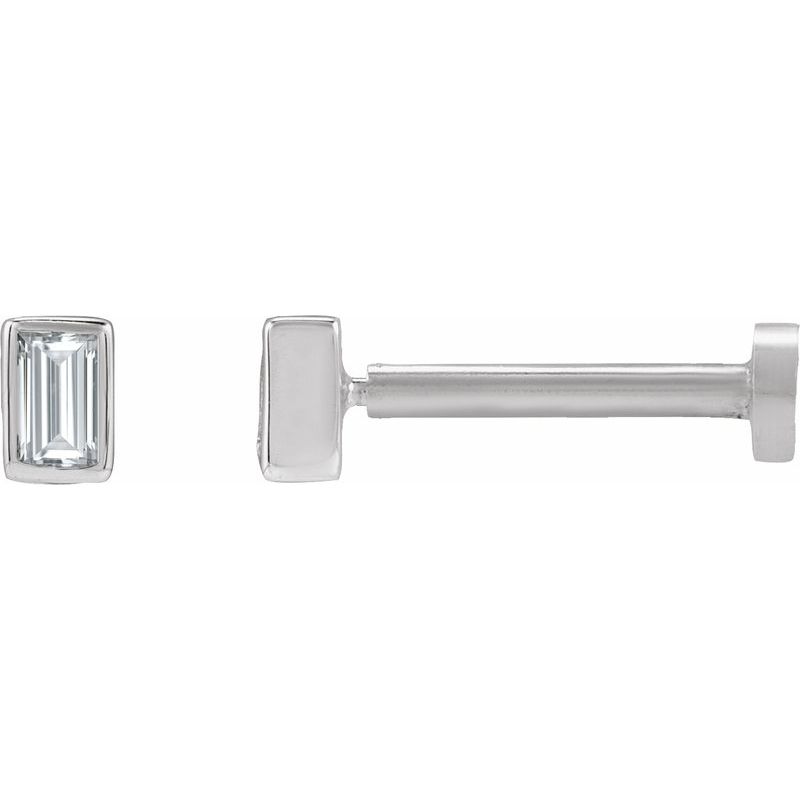 Straight Baguette Bezel-Set Stud Earrings — Diamond Earring