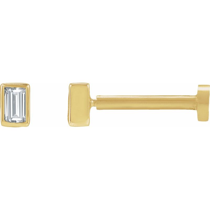 Straight Baguette Bezel-Set Stud Earrings — Diamond Earring