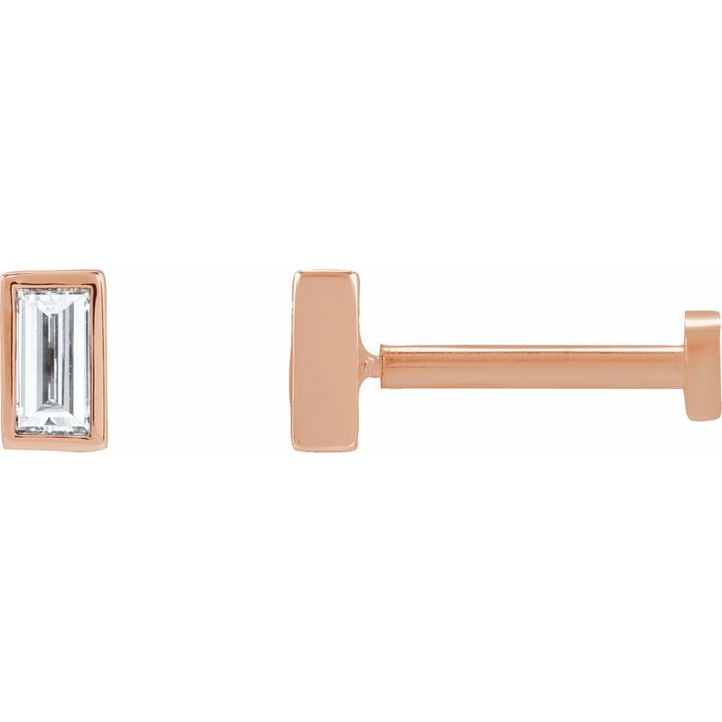 Straight Baguette Bezel-Set Stud Earrings — Diamond Earring