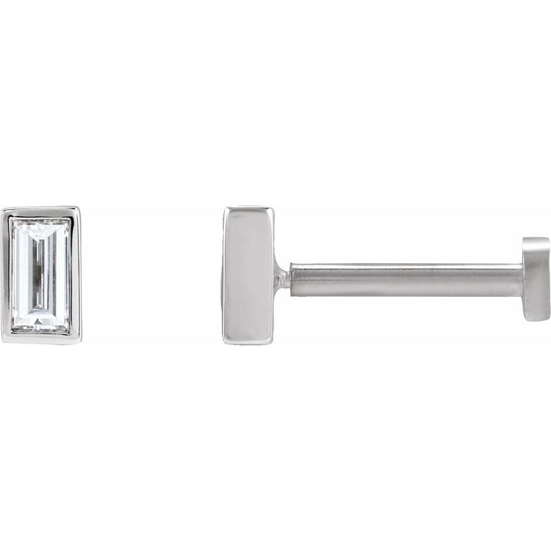 Straight Baguette Bezel-Set Stud Earrings — Diamond Earring