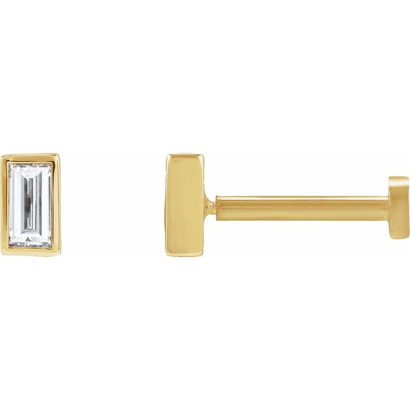 Straight Baguette Bezel-Set Stud Earrings — Diamond Earring