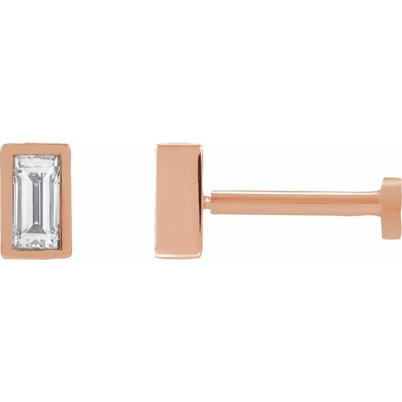Straight Baguette Bezel-Set Stud Earrings — Diamond Earring