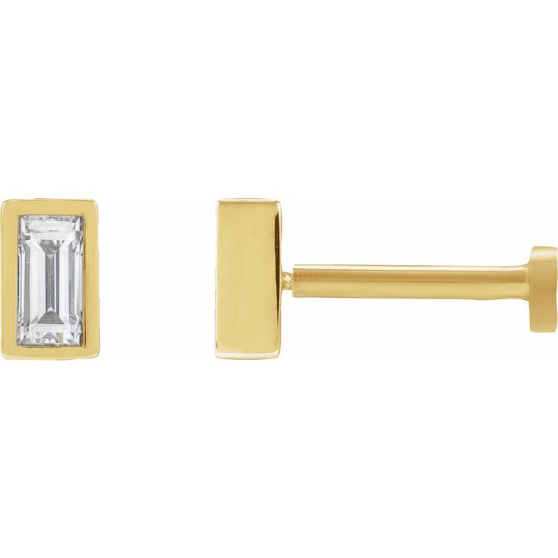 Straight Baguette Bezel-Set Stud Earrings — Diamond Earring