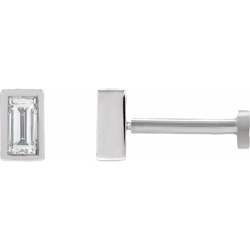 Straight Baguette Bezel-Set Stud Earrings — Diamond Earring