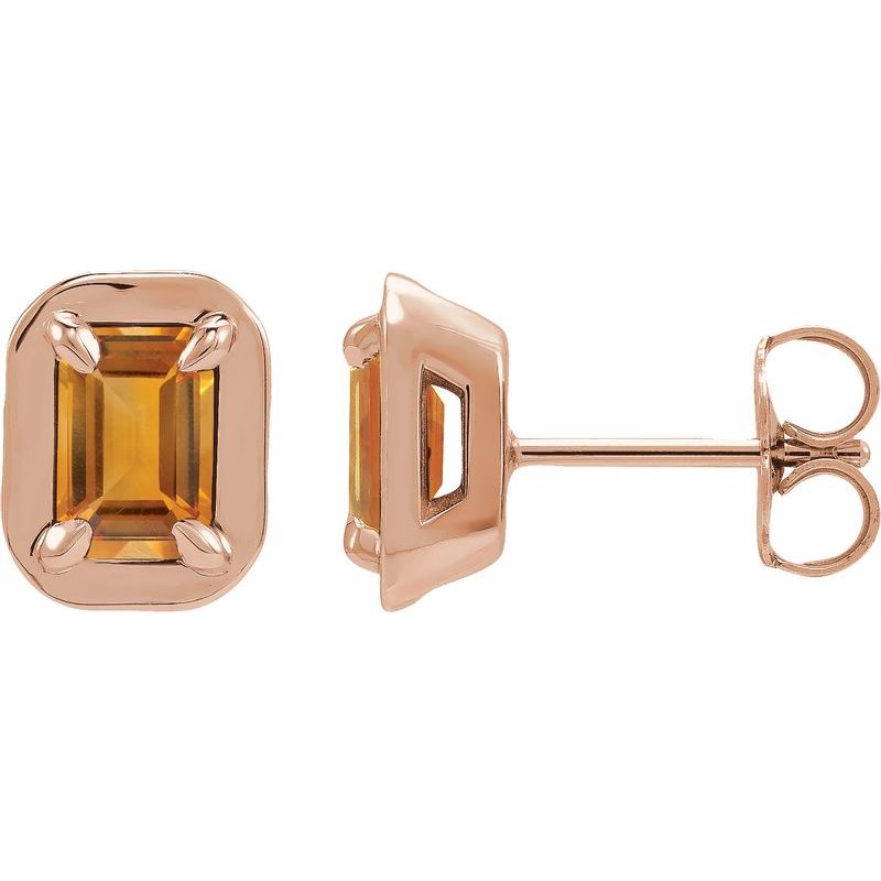 Round 4-Prong Claw Bezel-Style Stud Earrings