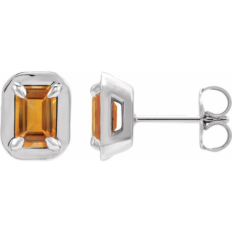 Round 4-Prong Claw Bezel-Style Stud Earrings