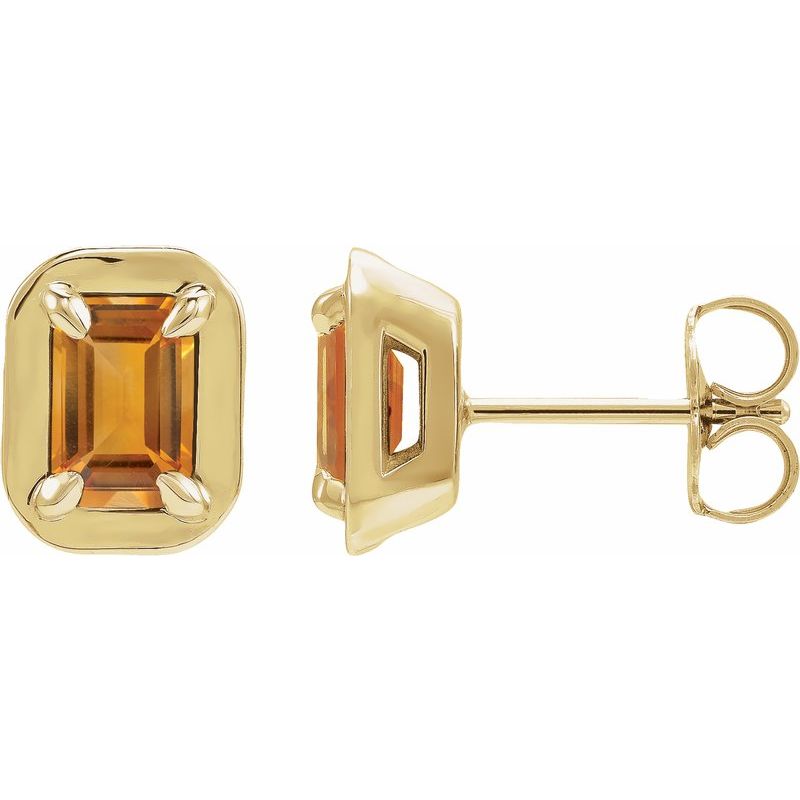 Round 4-Prong Claw Bezel-Style Stud Earrings