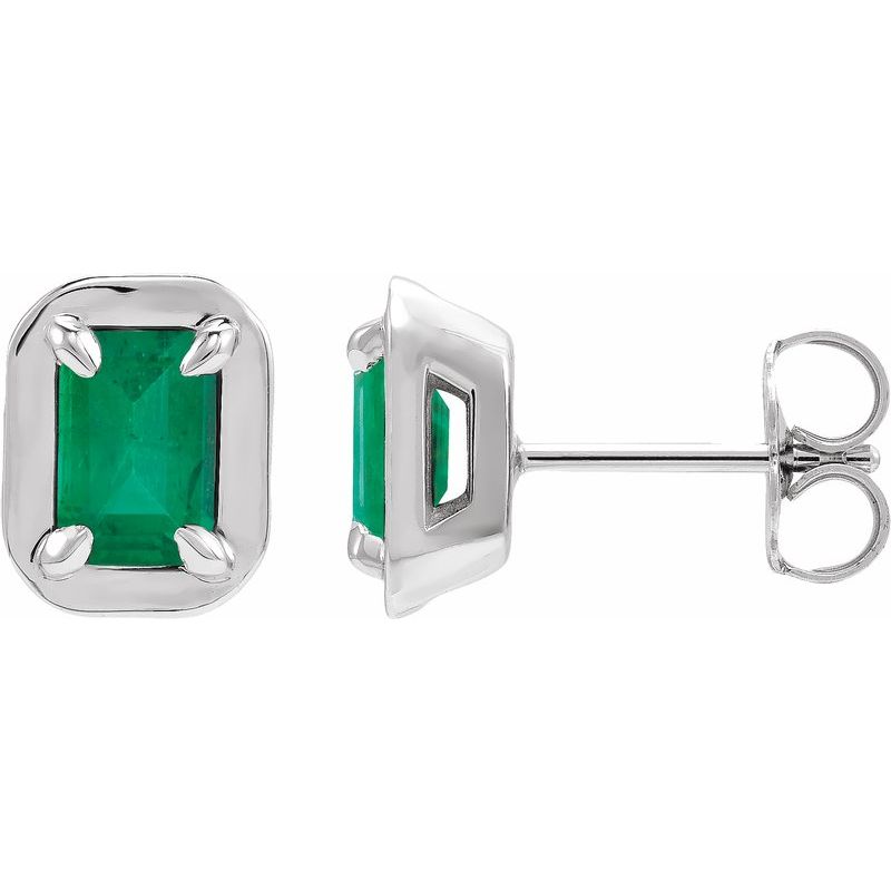 Round 4-Prong Claw Bezel-Style Stud Earrings