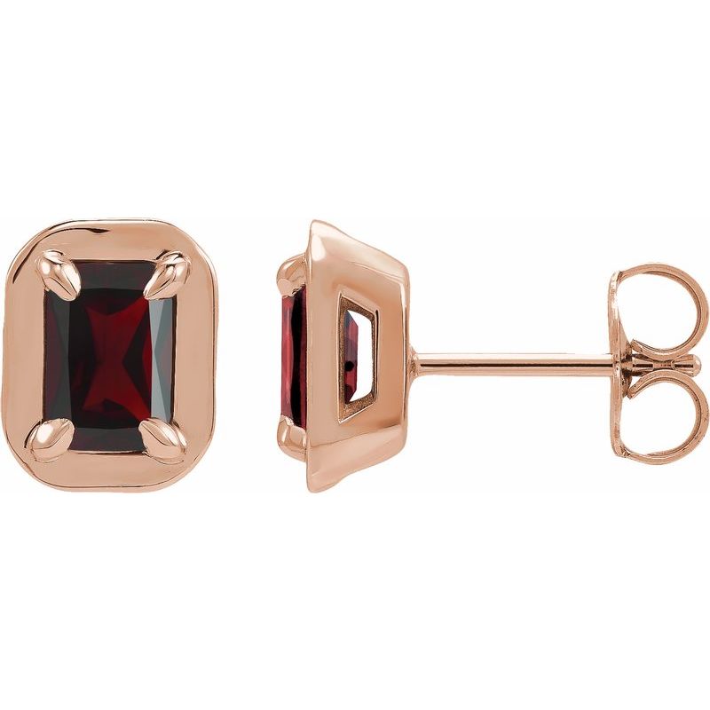 Round 4-Prong Claw Bezel-Style Stud Earrings