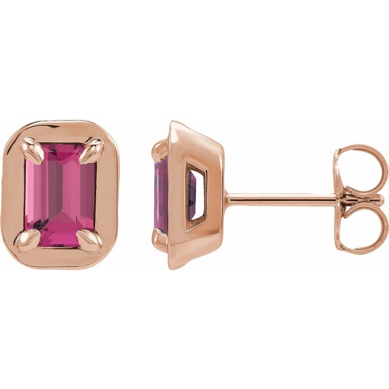 Round 4-Prong Claw Bezel-Style Stud Earrings