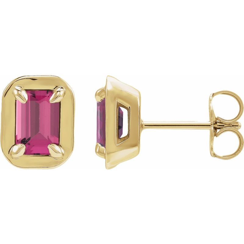 Round 4-Prong Claw Bezel-Style Stud Earrings