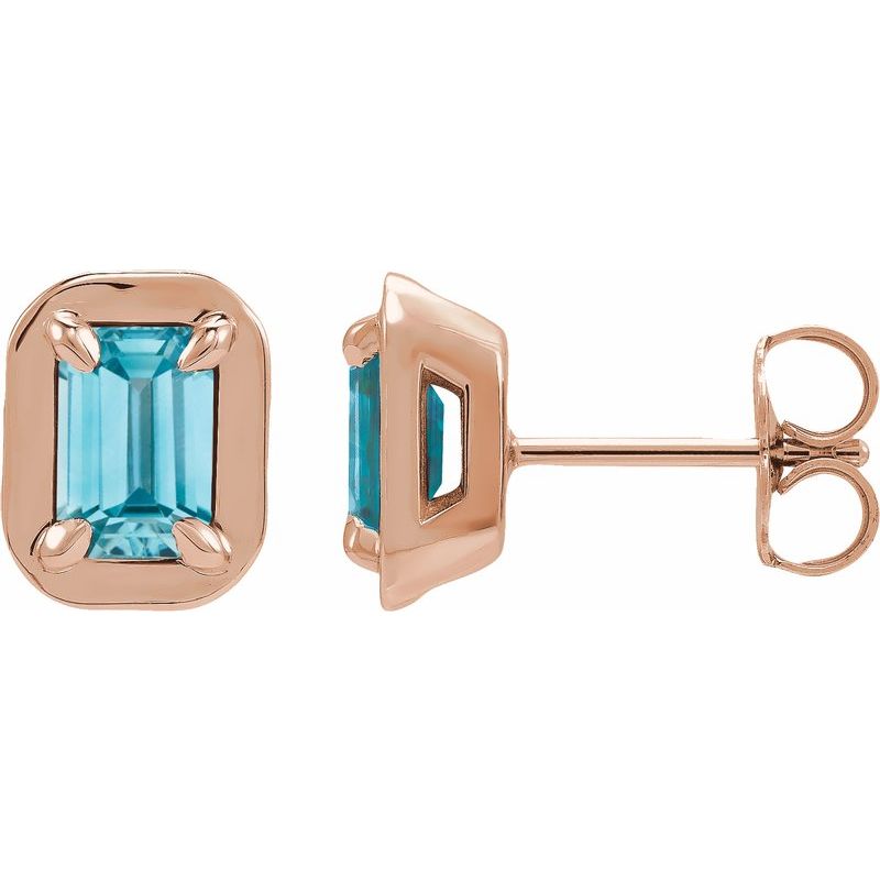 Round 4-Prong Claw Bezel-Style Stud Earrings