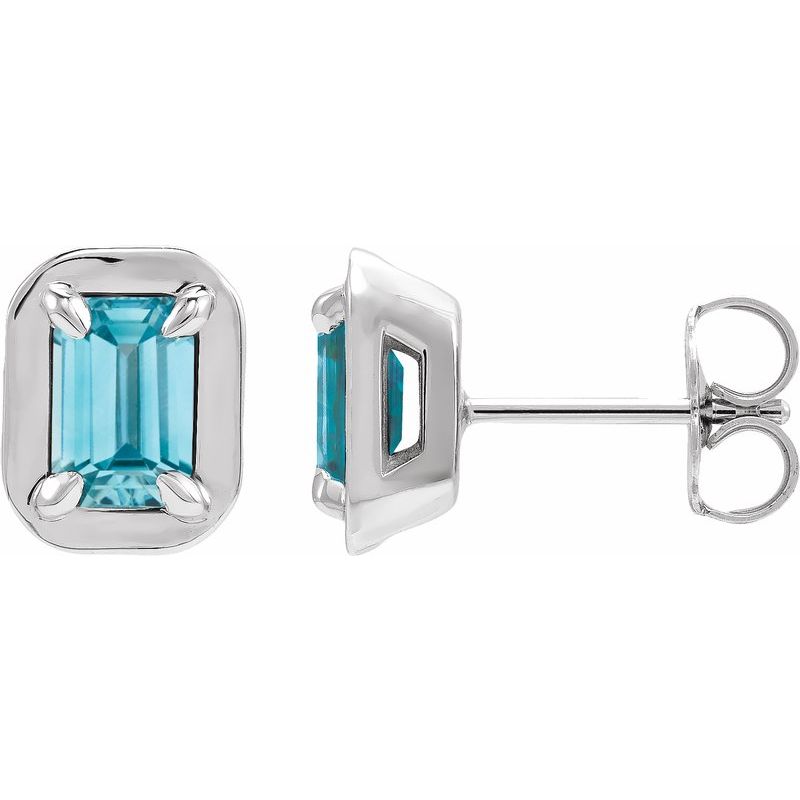 Round 4-Prong Claw Bezel-Style Stud Earrings
