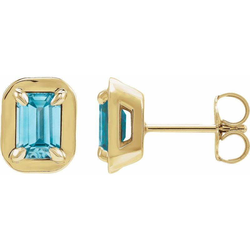 Round 4-Prong Claw Bezel-Style Stud Earrings