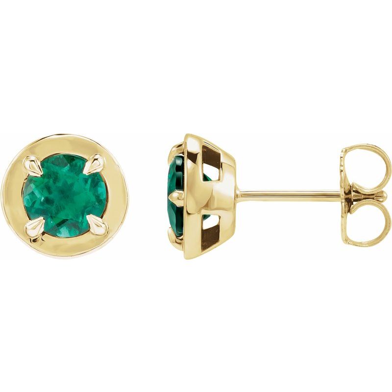 Round 4-Prong Claw Bezel-Style Stud Earrings