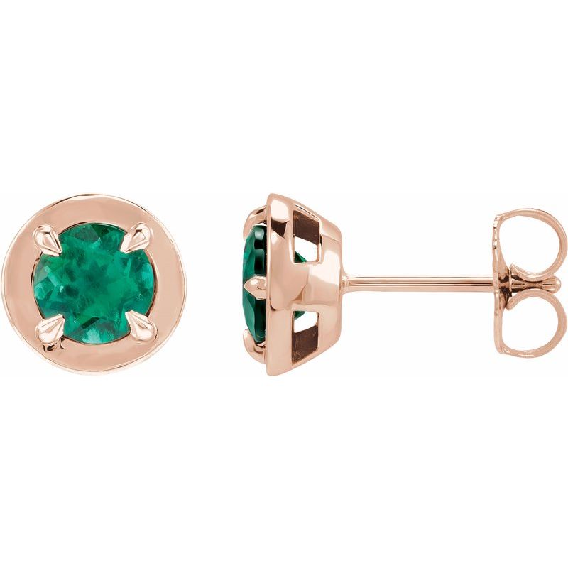 Round 4-Prong Claw Bezel-Style Stud Earrings