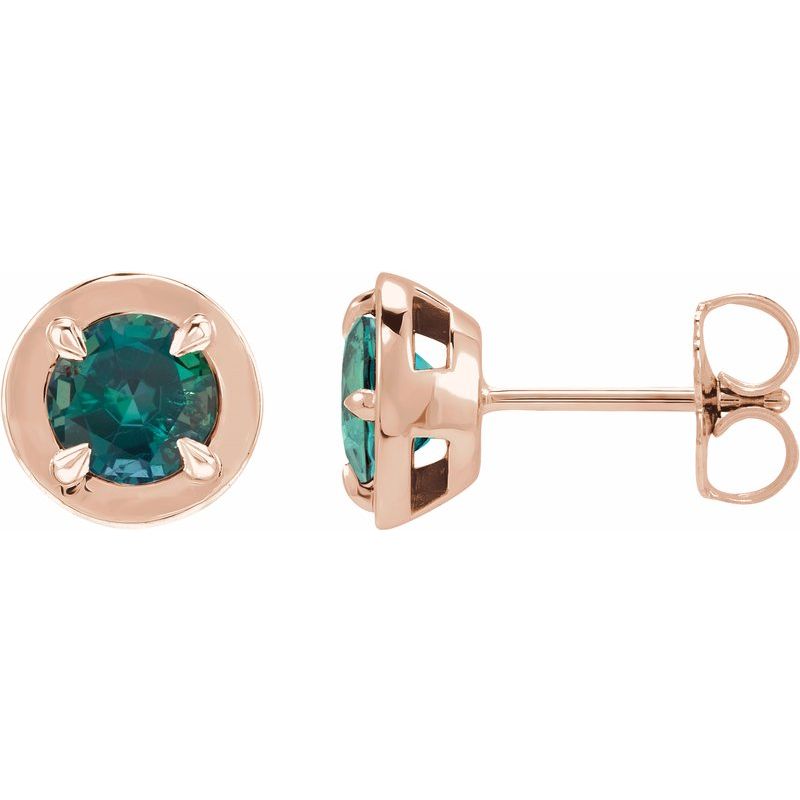 Round 4-Prong Claw Bezel-Style Stud Earrings