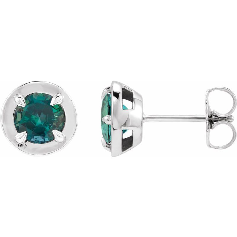 Round 4-Prong Claw Bezel-Style Stud Earrings