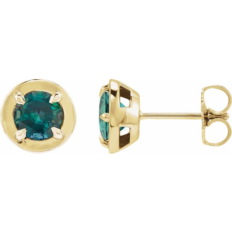 Round 4-Prong Claw Bezel-Style Stud Earrings