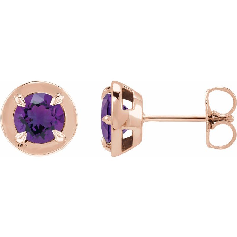 Round 4-Prong Claw Bezel-Style Stud Earrings