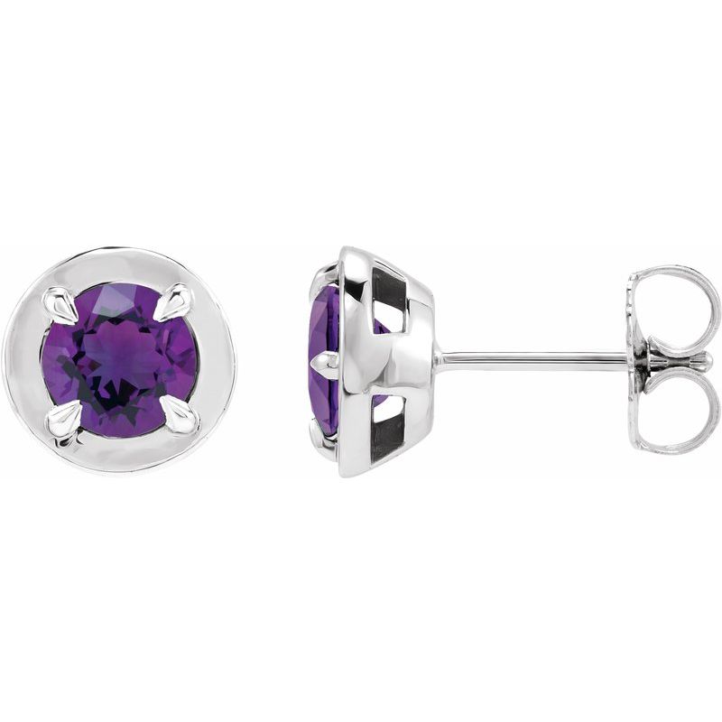 Round 4-Prong Claw Bezel-Style Stud Earrings