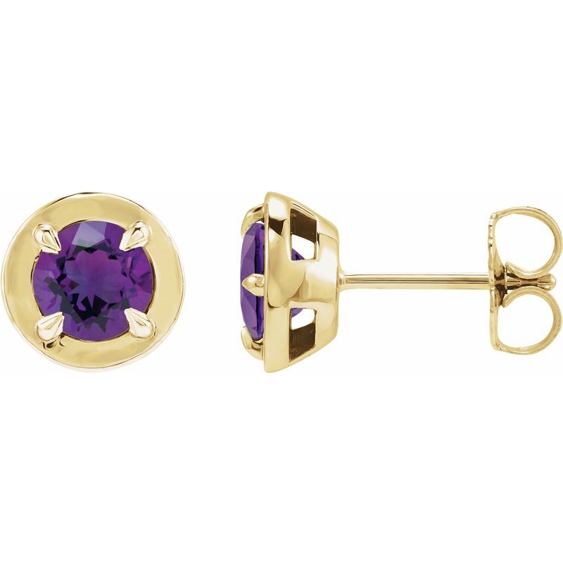 Round 4-Prong Claw Bezel-Style Stud Earrings