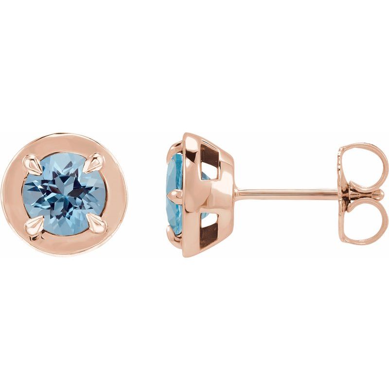 Round 4-Prong Claw Bezel-Style Stud Earrings