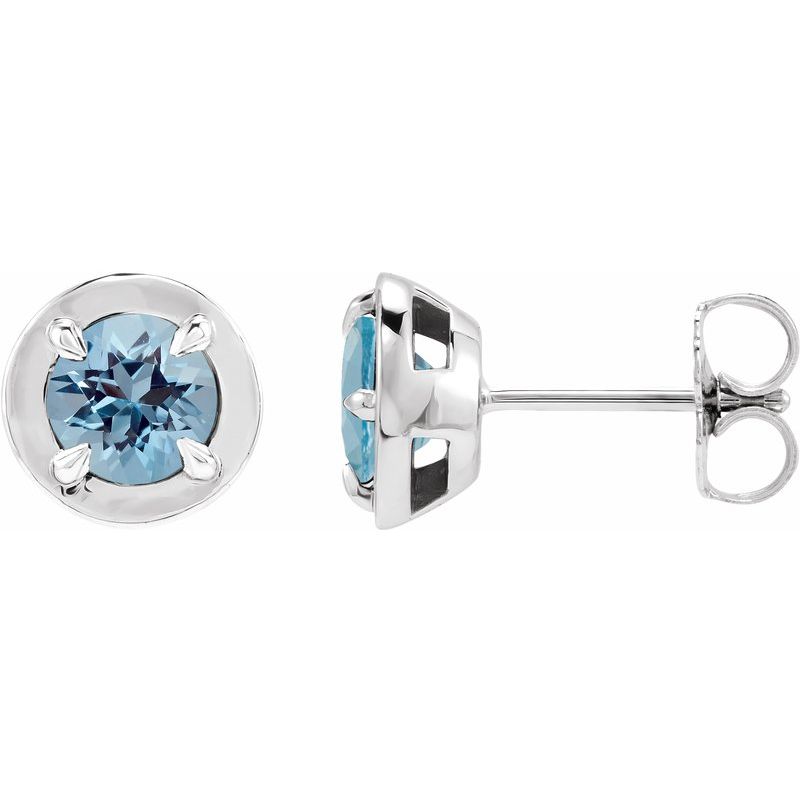 Round 4-Prong Claw Bezel-Style Stud Earrings