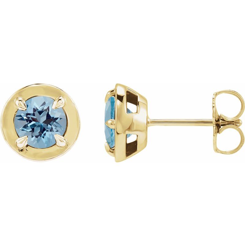 Round 4-Prong Claw Bezel-Style Stud Earrings