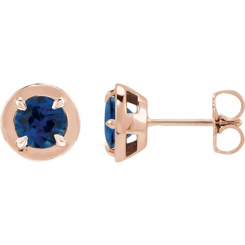 Round 4-Prong Claw Bezel-Style Stud Earrings