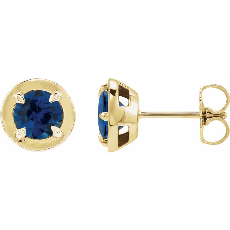 Round 4-Prong Claw Bezel-Style Stud Earrings
