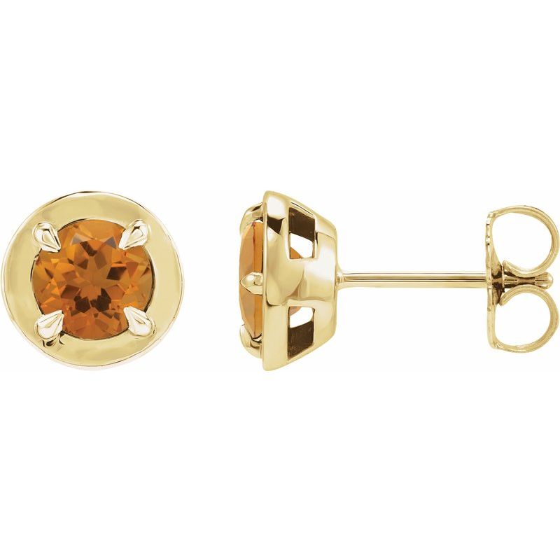 Round 4-Prong Claw Bezel-Style Stud Earrings