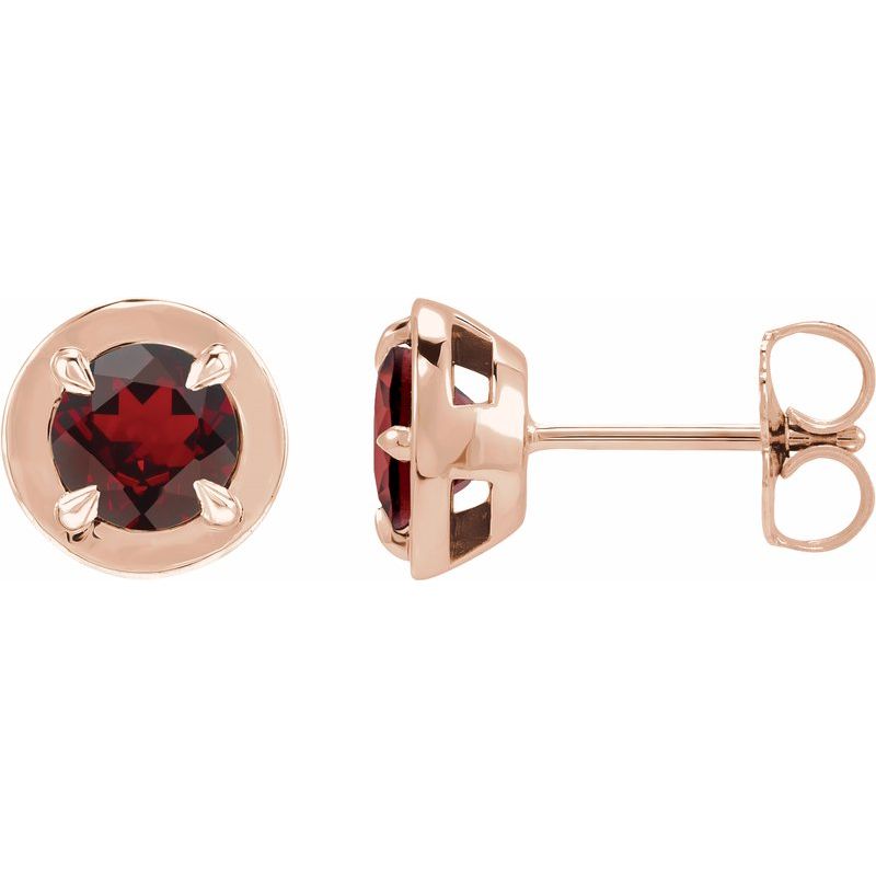 Round 4-Prong Claw Bezel-Style Stud Earrings