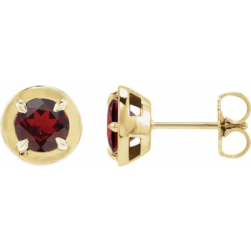 Round 4-Prong Claw Bezel-Style Stud Earrings