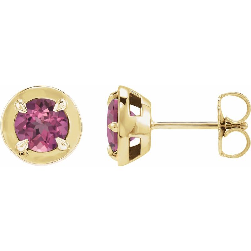 Round 4-Prong Claw Bezel-Style Stud Earrings